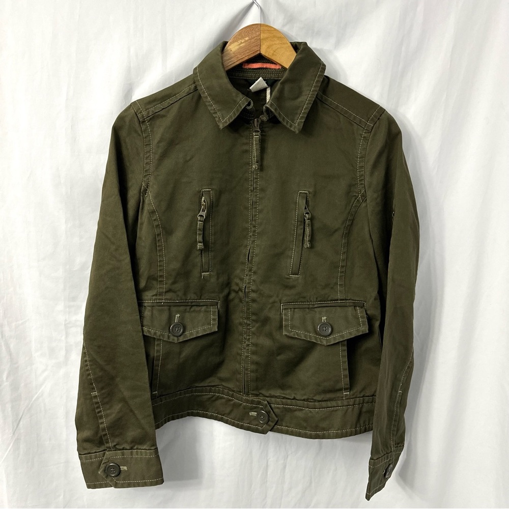 J. Crew Military Green Moto Bomber Jacket